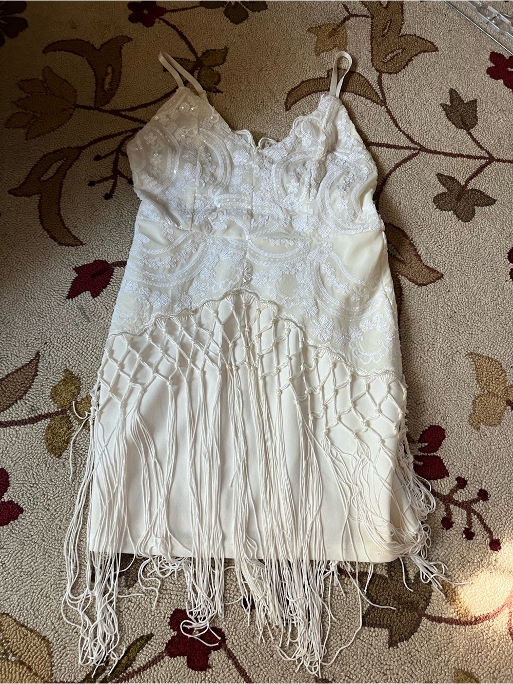 White fringe dress with lace